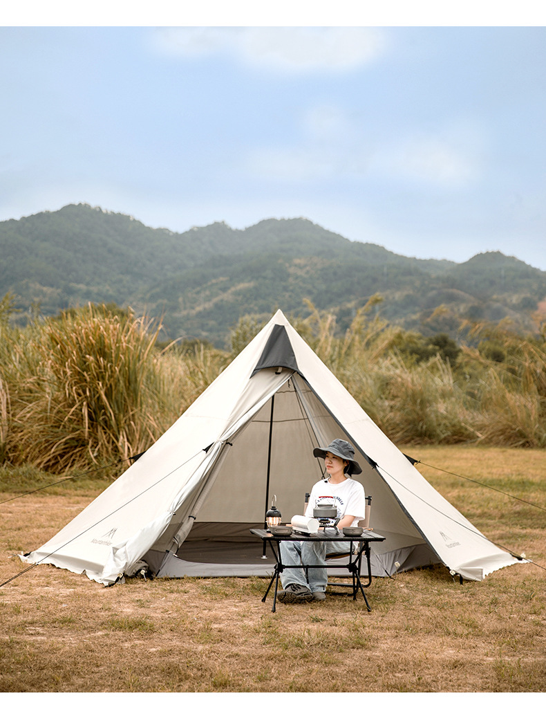 Cheap Goat Tents MOUNTAINHIKER 3 4 Person Outdoor Pyramid Tent with Inner Tent with Tarp Family Picnic Hiking Travel Equipment Camp Teepee Tents   